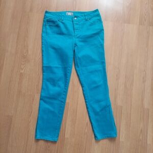 Chicos So Slimming Zipper Ankle Jeans in Teal Sz 6